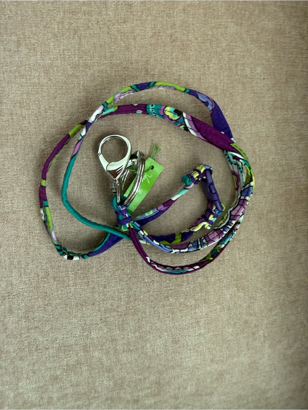 🖤Vera Bradley “Heather” RETIRED Lanyard Keychain purple, teal, green